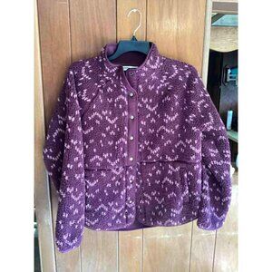 Sonoma Purple and Light Pink Patterned Plush Sweater Jacket